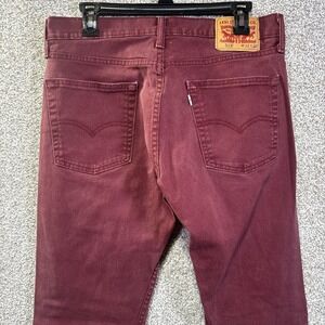 Levis 513 Slim Straight Jeans Mens 32x30 Red Burgundy Denim Mid Rise Pants